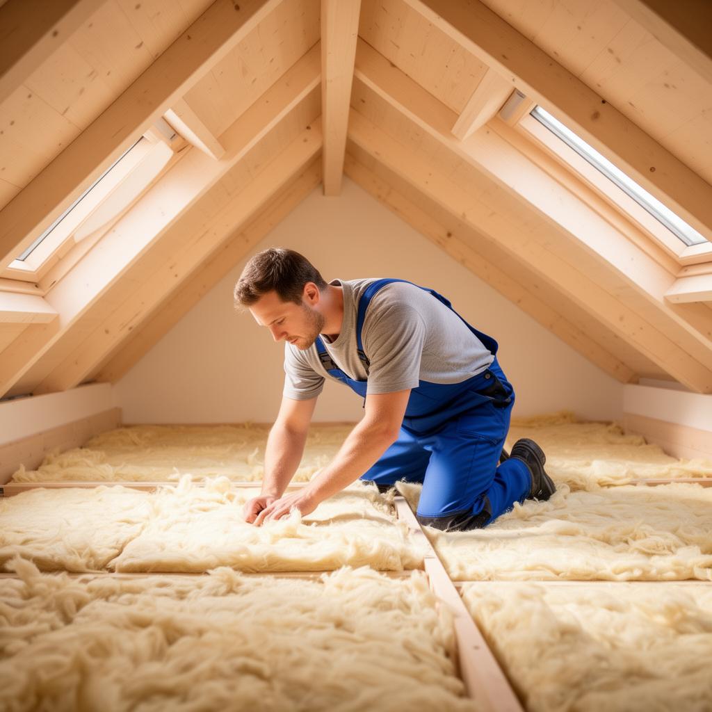 Professional installing loft insulation